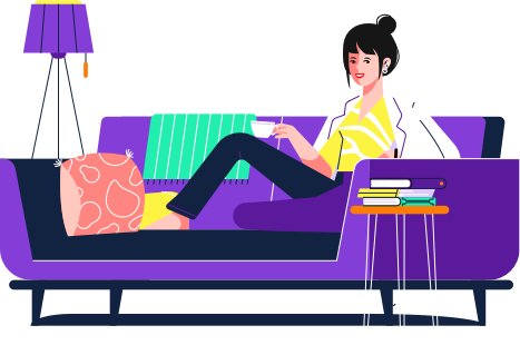 Girl in sofa context